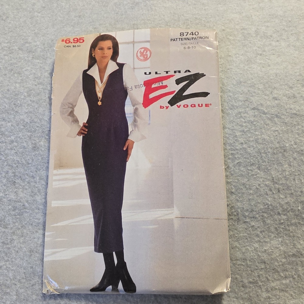 Ultra EZ by Vogue 8740 Womens Dress Sewing Pattern Misses Size 6-8-10
